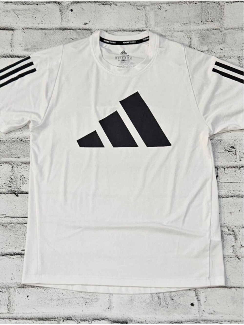 Adidas Primegreen Aeroready Logo Training Shirt White Black Mens Small